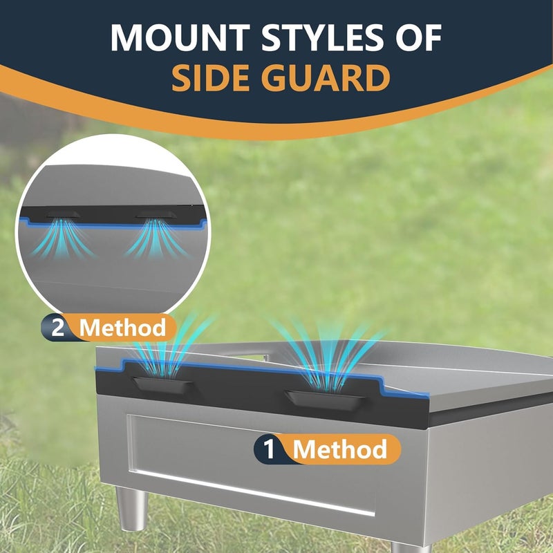 Mudvime Magnetic Wind Guards for Blackstone 22 Inch Griddle, Wind Screen for Blackstone Griddle Accessories, Grill Accessories Protect Flame Hold Heat, Compatible with Cover Hood, Rear Grease Cup&Side Shelf - Image 2